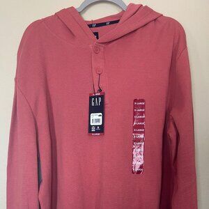 Gap Waffle Henley Hoodie Shirt Men Size XL Long Sleeve Pullover Casual NWT